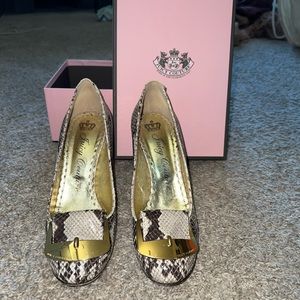 Juicy couture heels snake print gold barley worn comes with original box